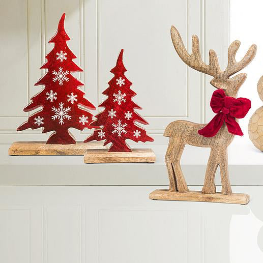 CHRISTMAS TREE - W/SNOWFLAKES, RED