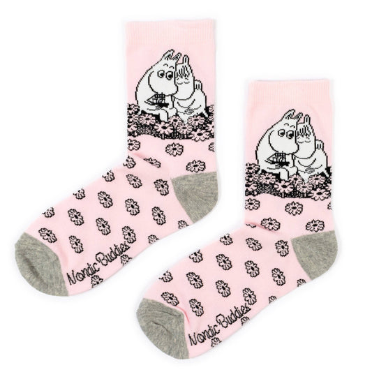 MOOMIN WOMEN'S SOCKS, LOVE -  PINK/GREY