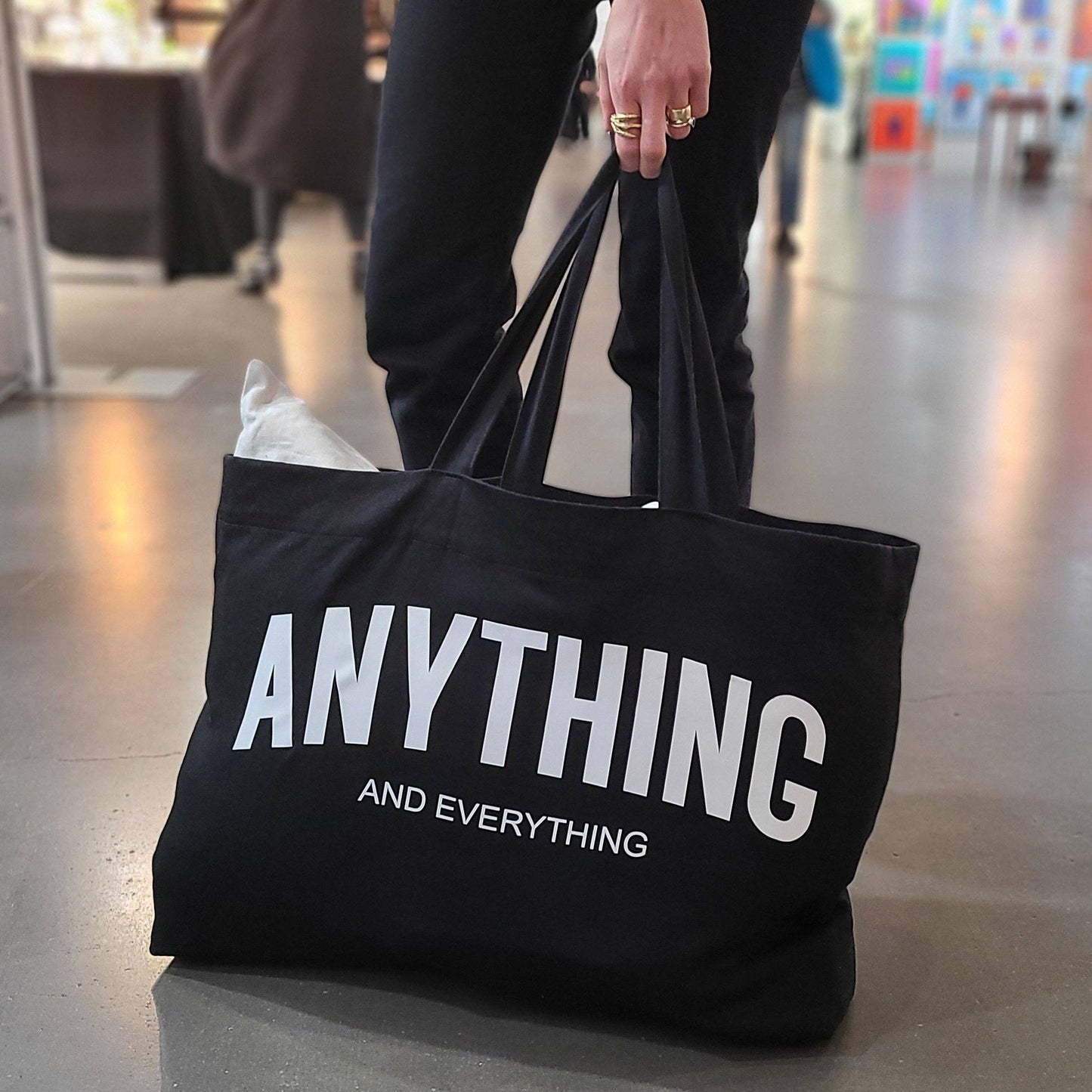 TOTE BAG - ANYTHING AND EVERYTHING, BLACK