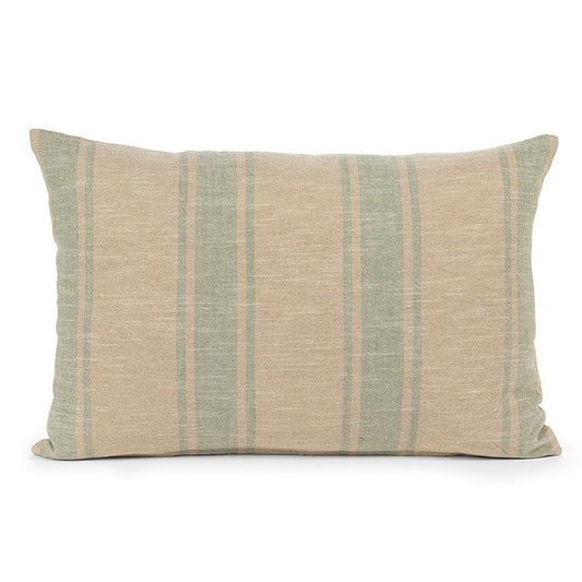 PILLOW, TICKING STRIPE - NATURAL/GREEN