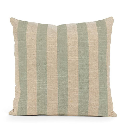 PILLOW, WIDE STRIPE - NATURAL/GREEN