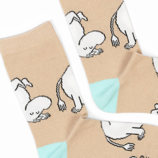 MOOMIN WOMEN'S  SOCKS, HAPPINESS - BEIGE/TURQUOISE
