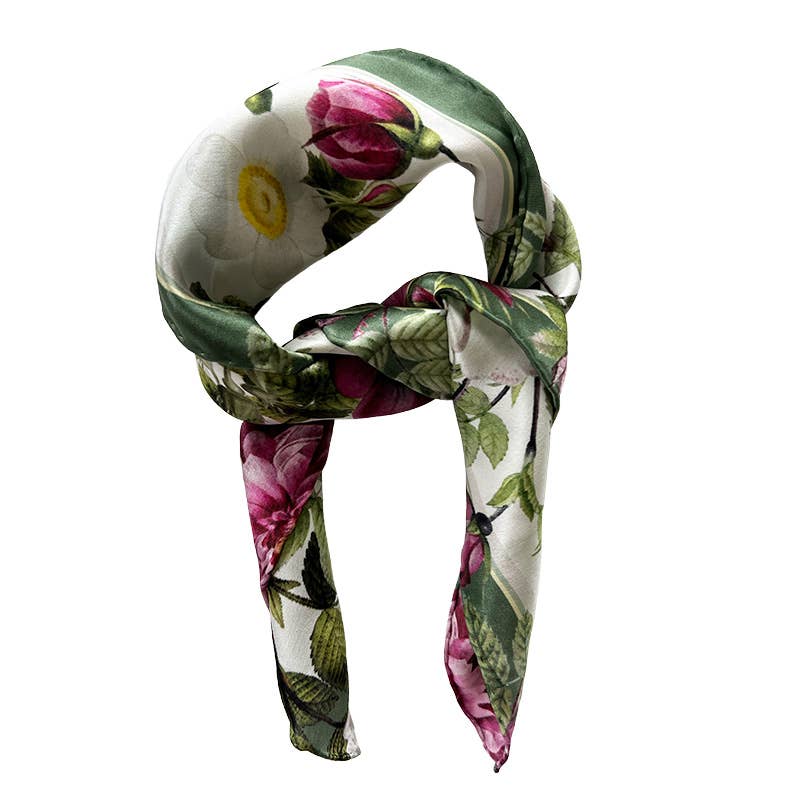 SCARF, SILK - ROSE FLOWER GARDEN