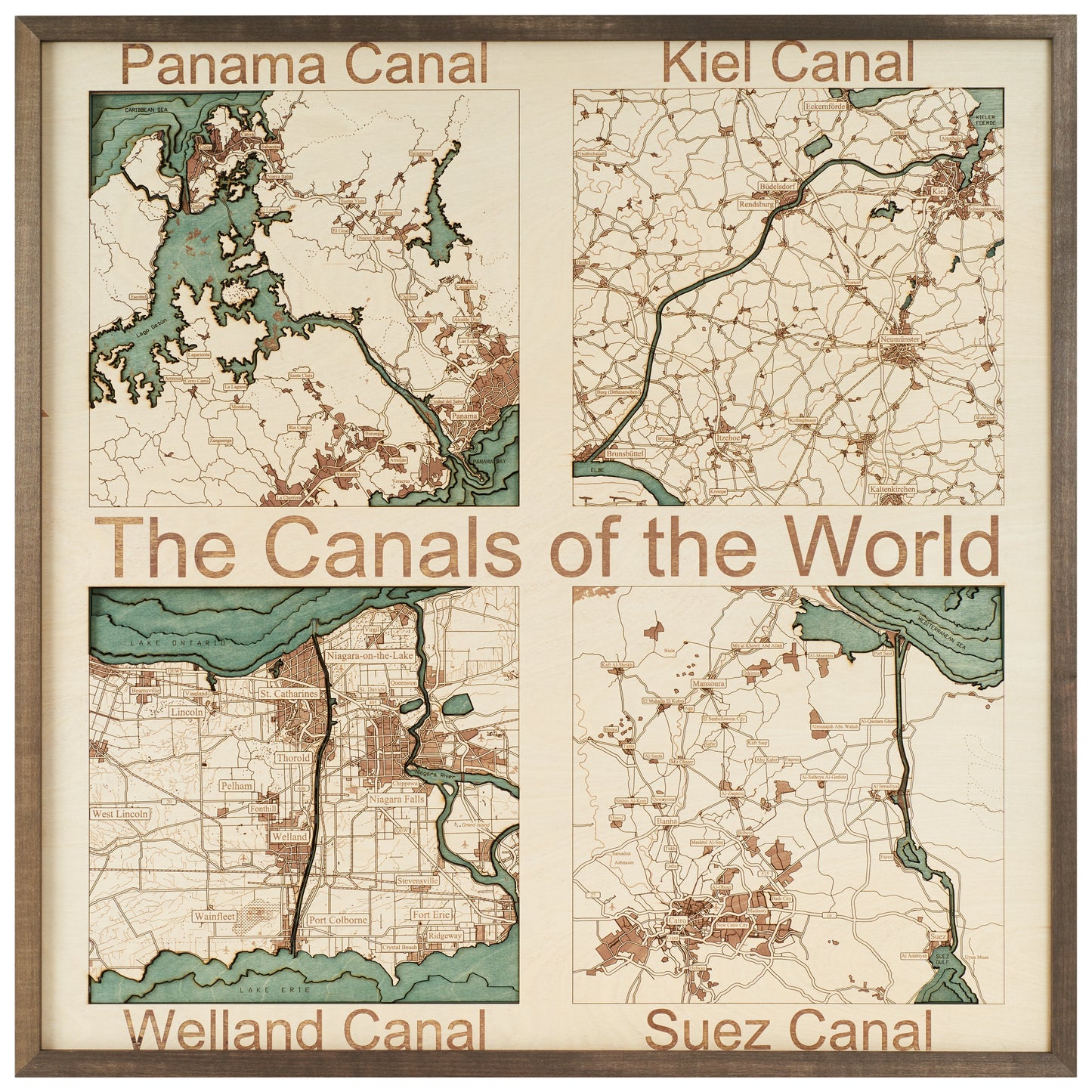 MAP, FRAMED - FOUR CANALS OF THE WORLD (L)