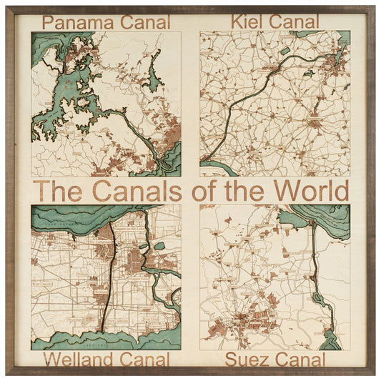 MAP, FRAMED - FOUR CANALS OF THE WORLD (L)