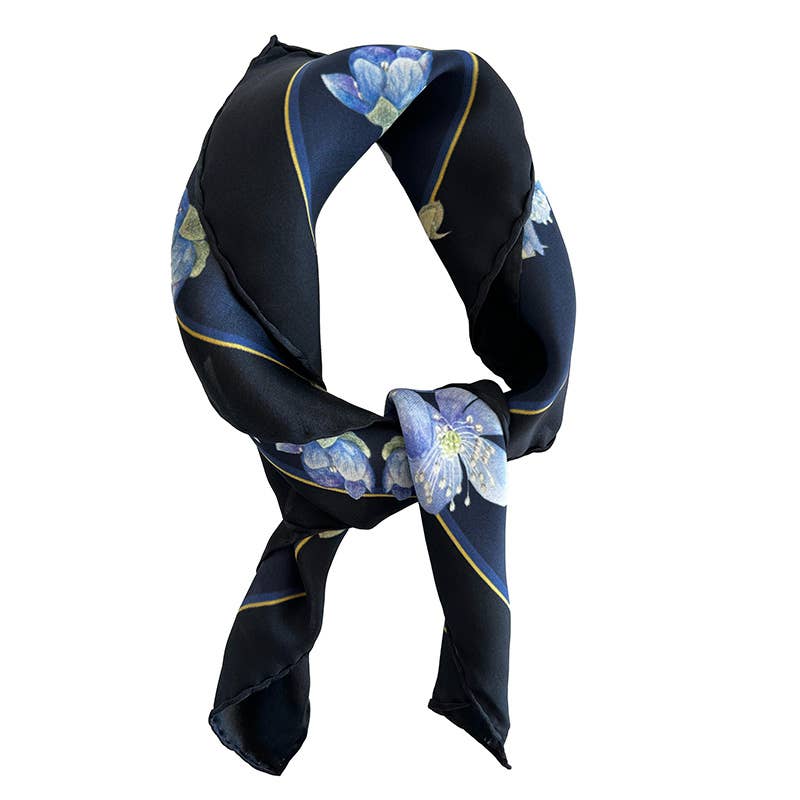 SCARF, SILK - BLUE ANEMONE