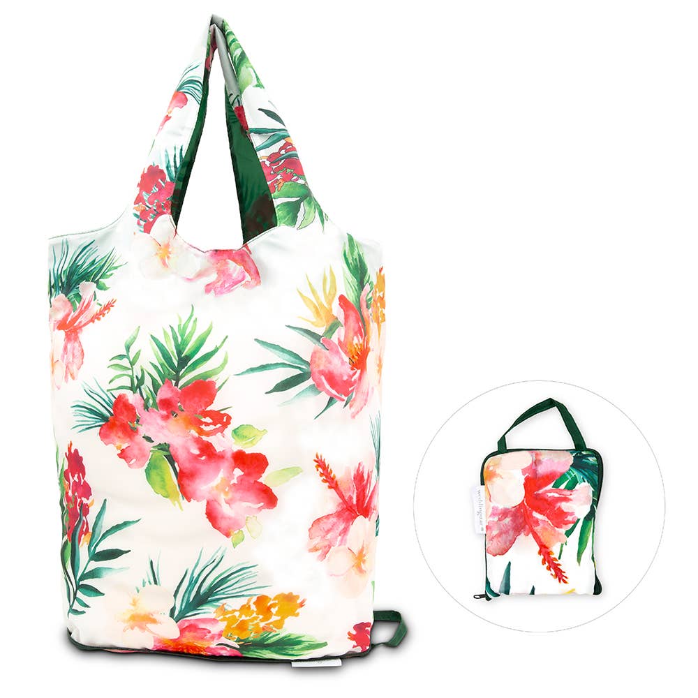 TOTE BAG, REUSABLE - TROPICAL FLORAL