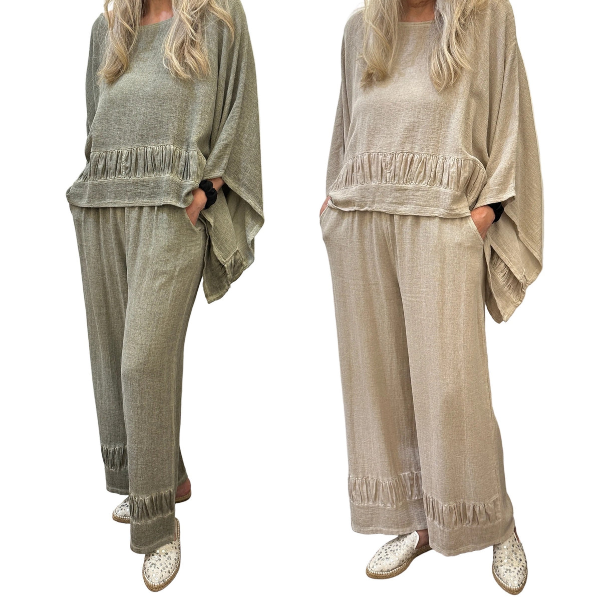 2-PIECE SET - LINEN/COTTON BLEND