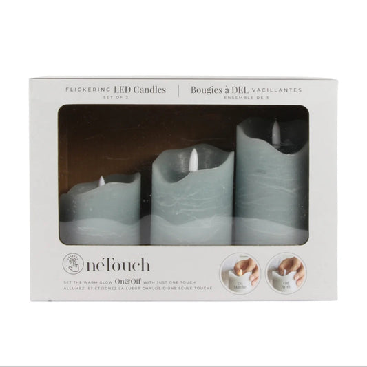 CANDLE, LED (SET OF 3) - SOFT BLUE
