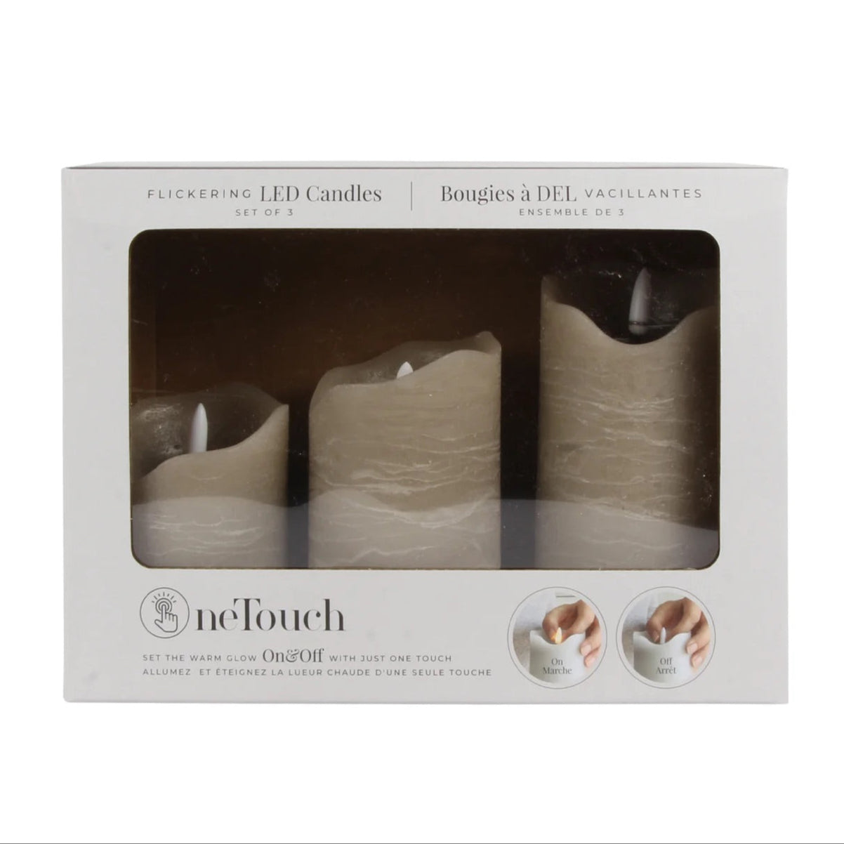 CANDLE, LED (SET OF 3) - TAN