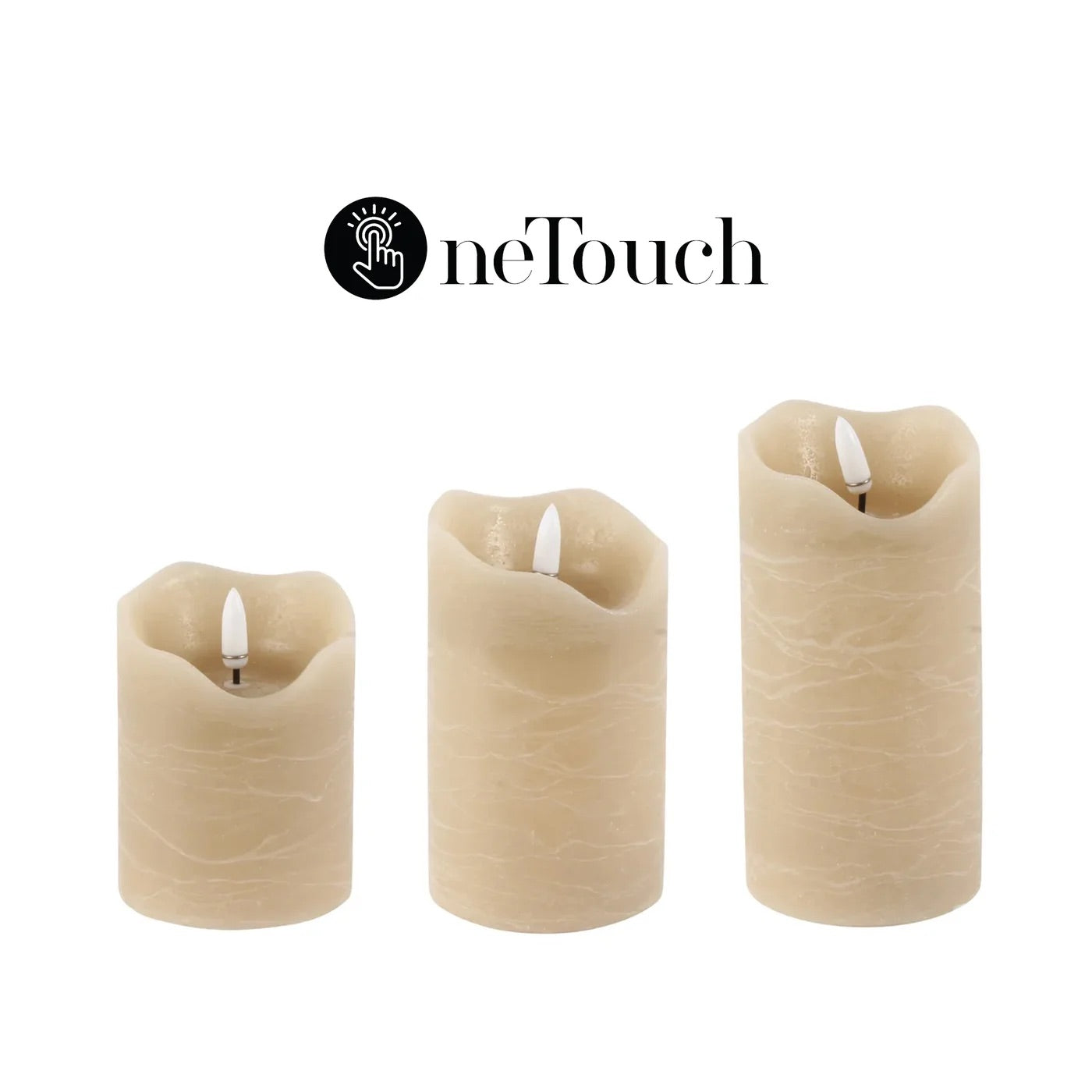 CANDLE, LED (SET OF 3) - TAN