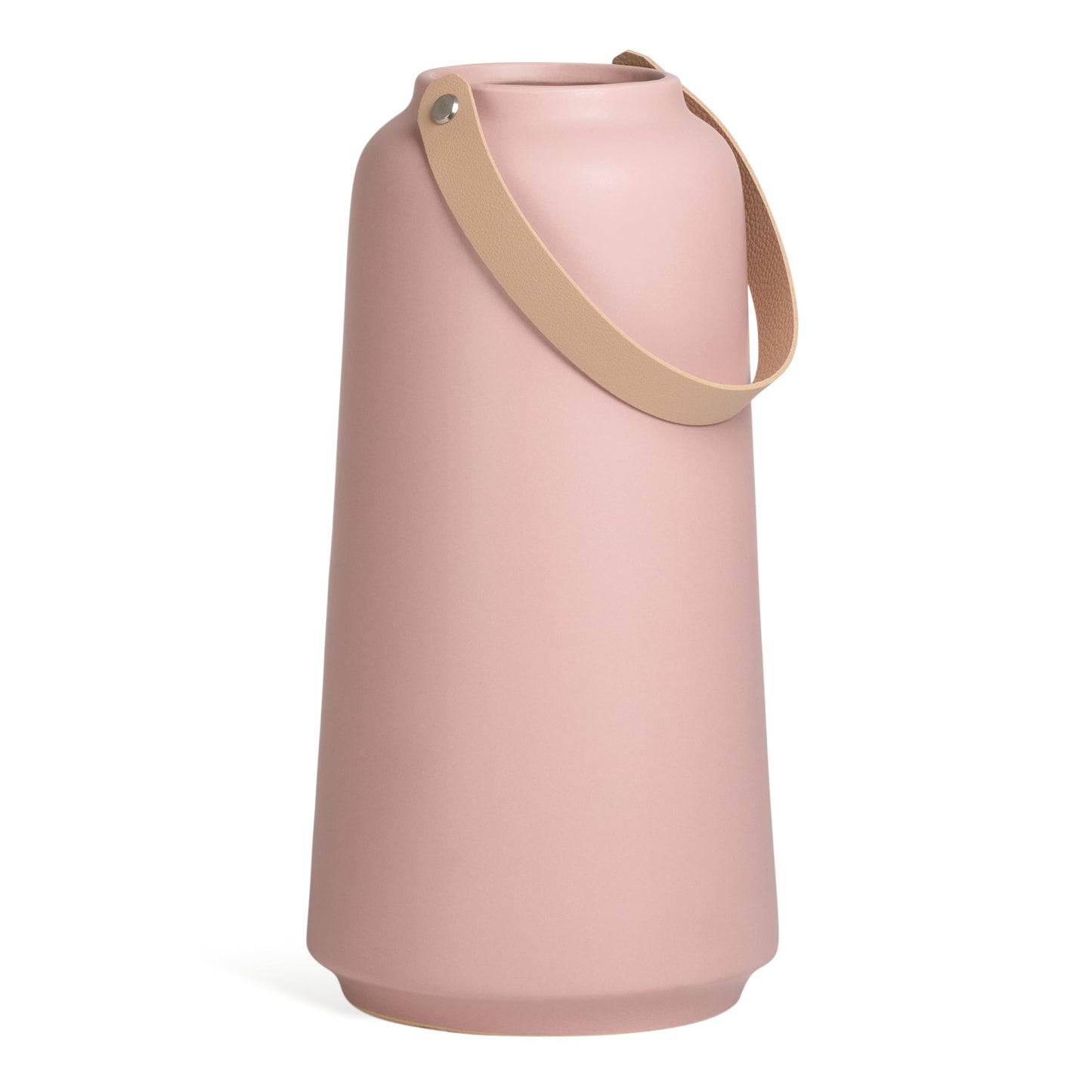 VASE W/HANDLE - CERAMIC, MATTE PINK