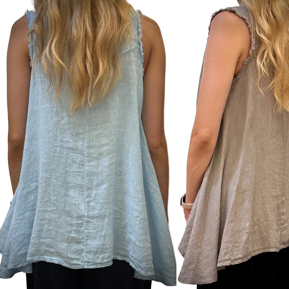 TOP LINEN - FRAY EDGE
