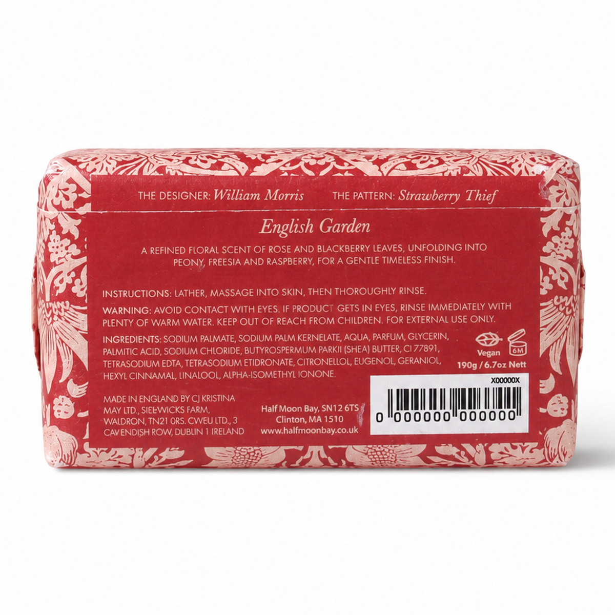 SOAP BAR, WILLIAM MORRIS - STRAWBERRY THIEF/RASPBERRY