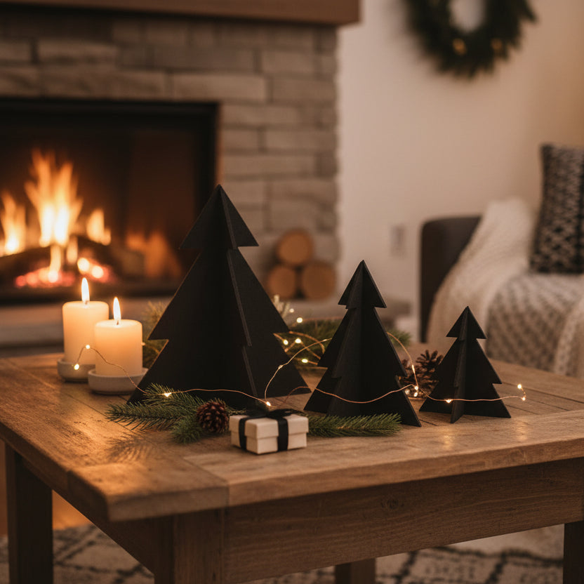 TREE DECOR, SET OF 3 - CHARCOAL FELT