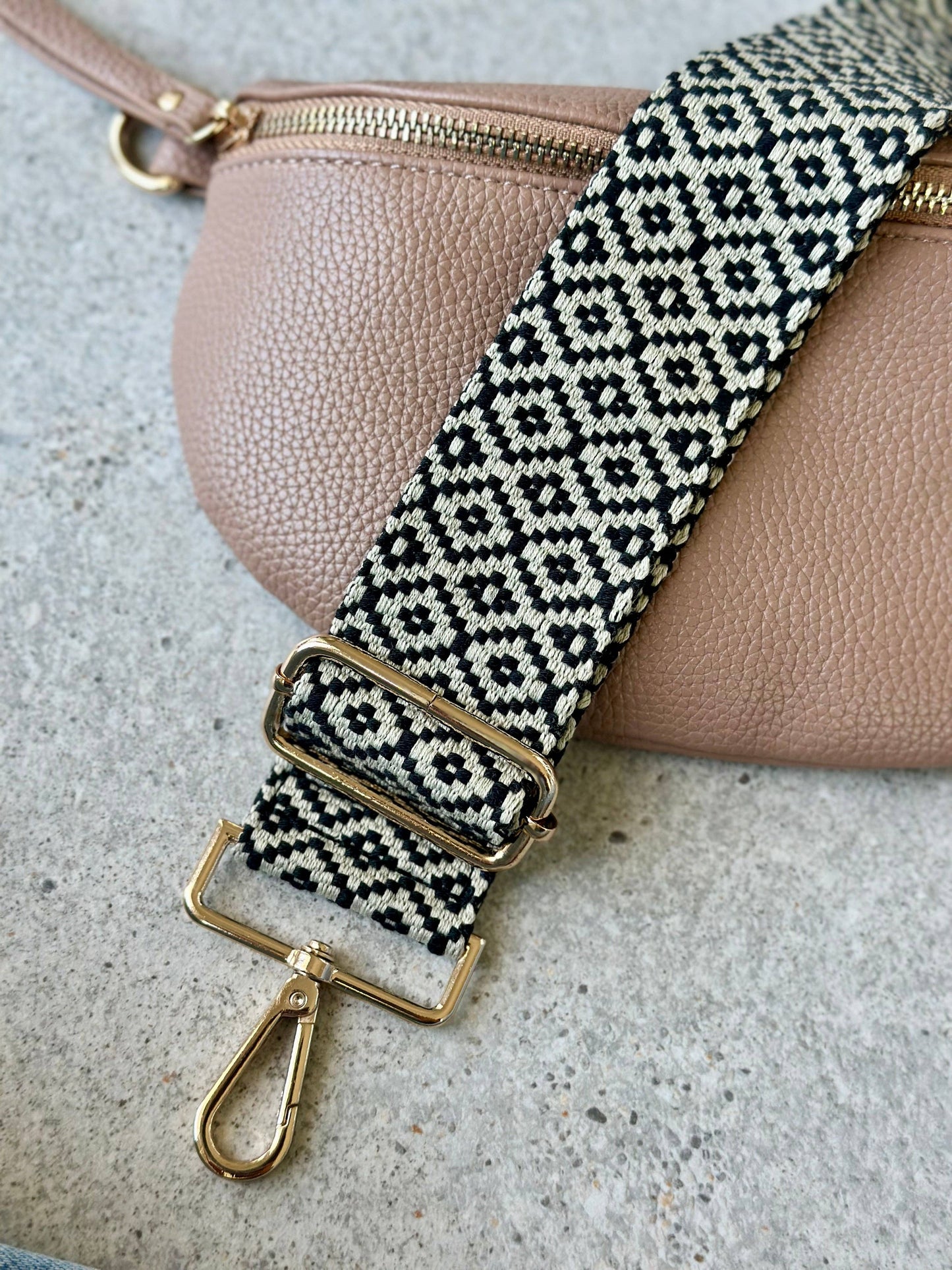 BAG STRAP - BLACK/CREAM