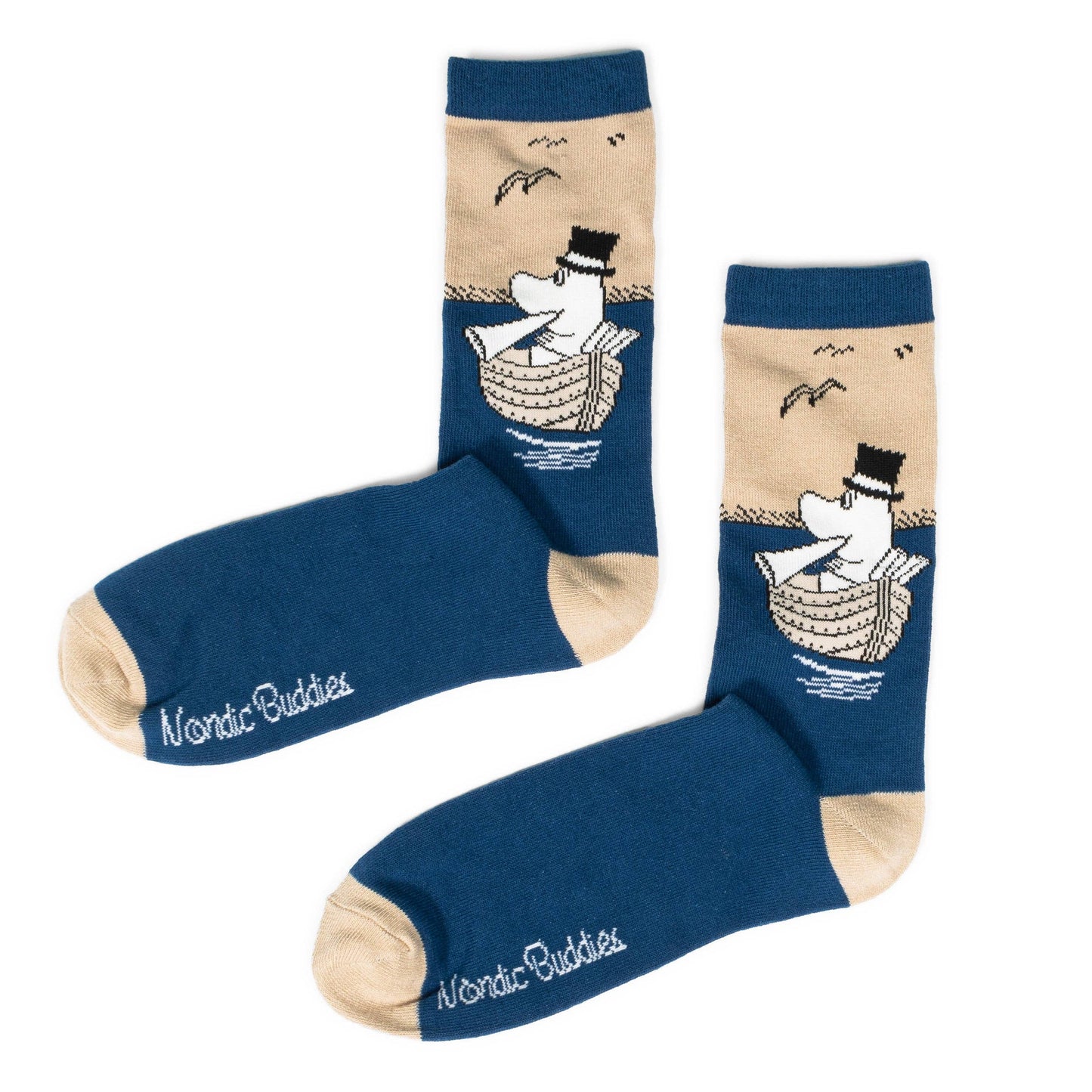 MOOMIN MEN'S SOCKS, MOOMINPAPPA BOATING - BLUE/BEIGE