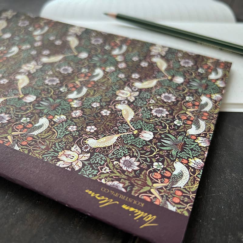 NOTEBOOK, WILLIAM MORRIS - STRAWBERRY THIEF PATTERN
