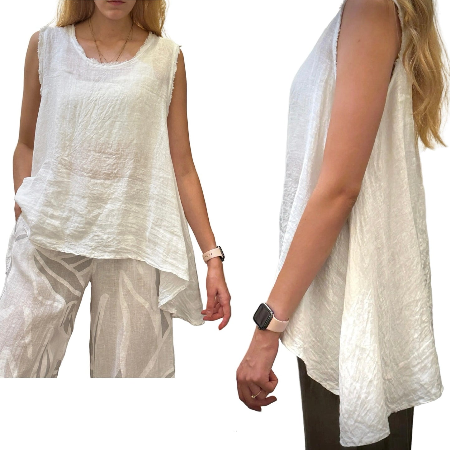 TOP LINEN - FRAY EDGE