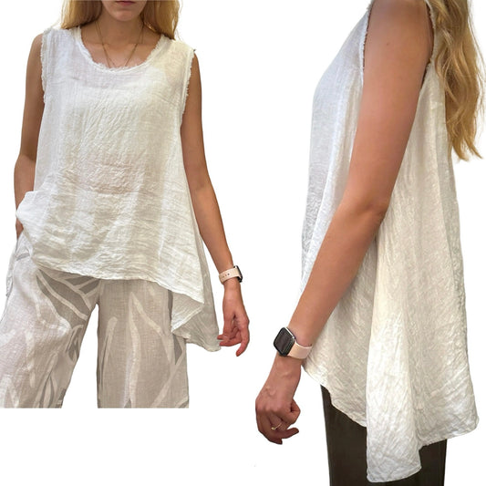TOP LINEN - FRAY EDGE