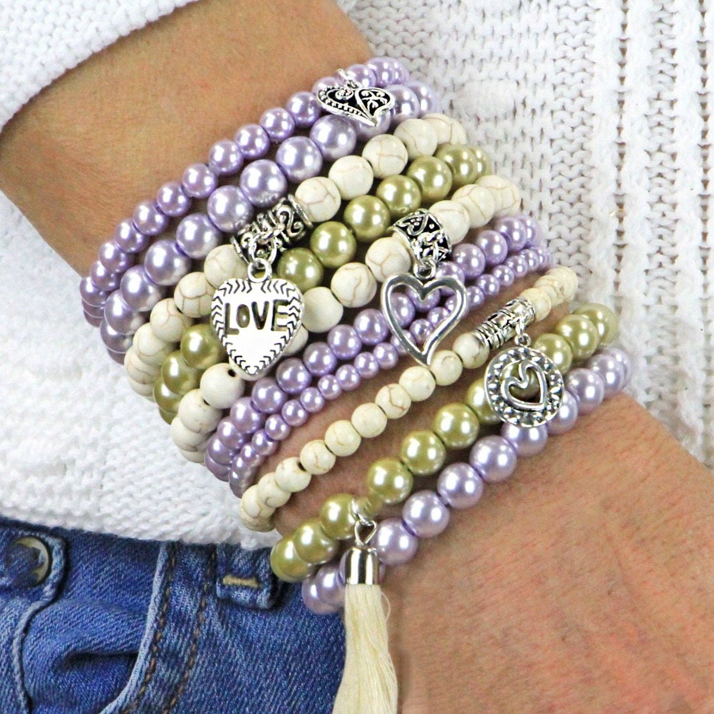 BRACELETS, SET of 10 - LOVE