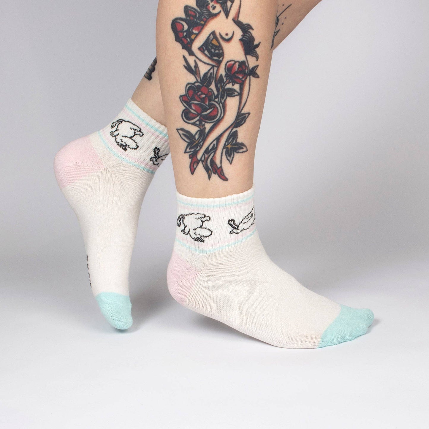 MOOMIN WOMEN'S RETRO SOCKS - WHITE/PINK/MINT