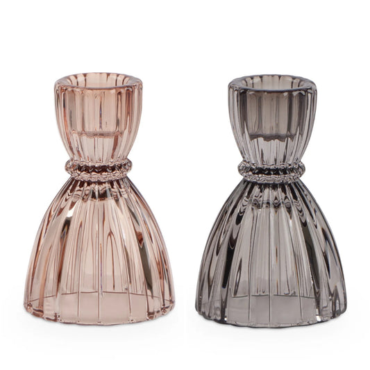 CANDLE HOLDER - FACETED GLASS