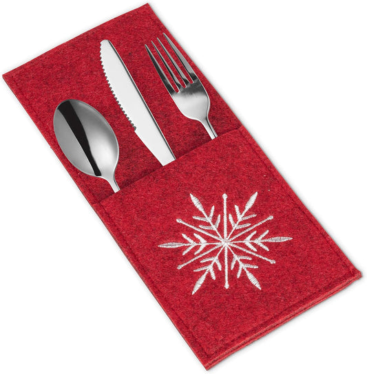 CUTLERY POCKET, FELT - RED