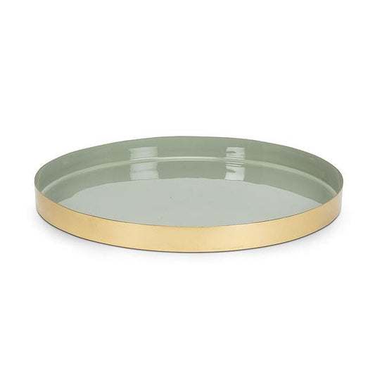 TRAY ROUND, ENAMEL - GOLD/SAGE Ø12"