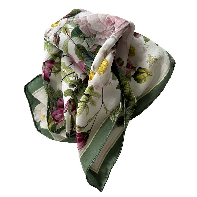 SCARF, SILK - ROSE FLOWER GARDEN