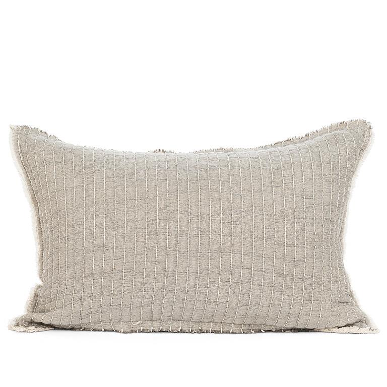 PILLOW, OVERSTITCH - GRAY