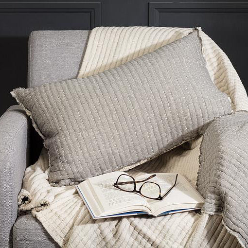 PILLOW, OVERSTITCH - GRAY