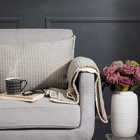 PILLOW, OVERSTITCH - GRAY