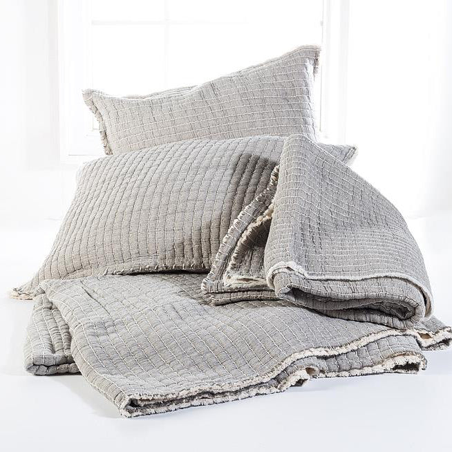 PILLOW, OVERSTITCH - GRAY