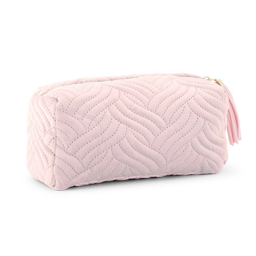 VELVET QUILTED MAKEUP POUCH - SMALL