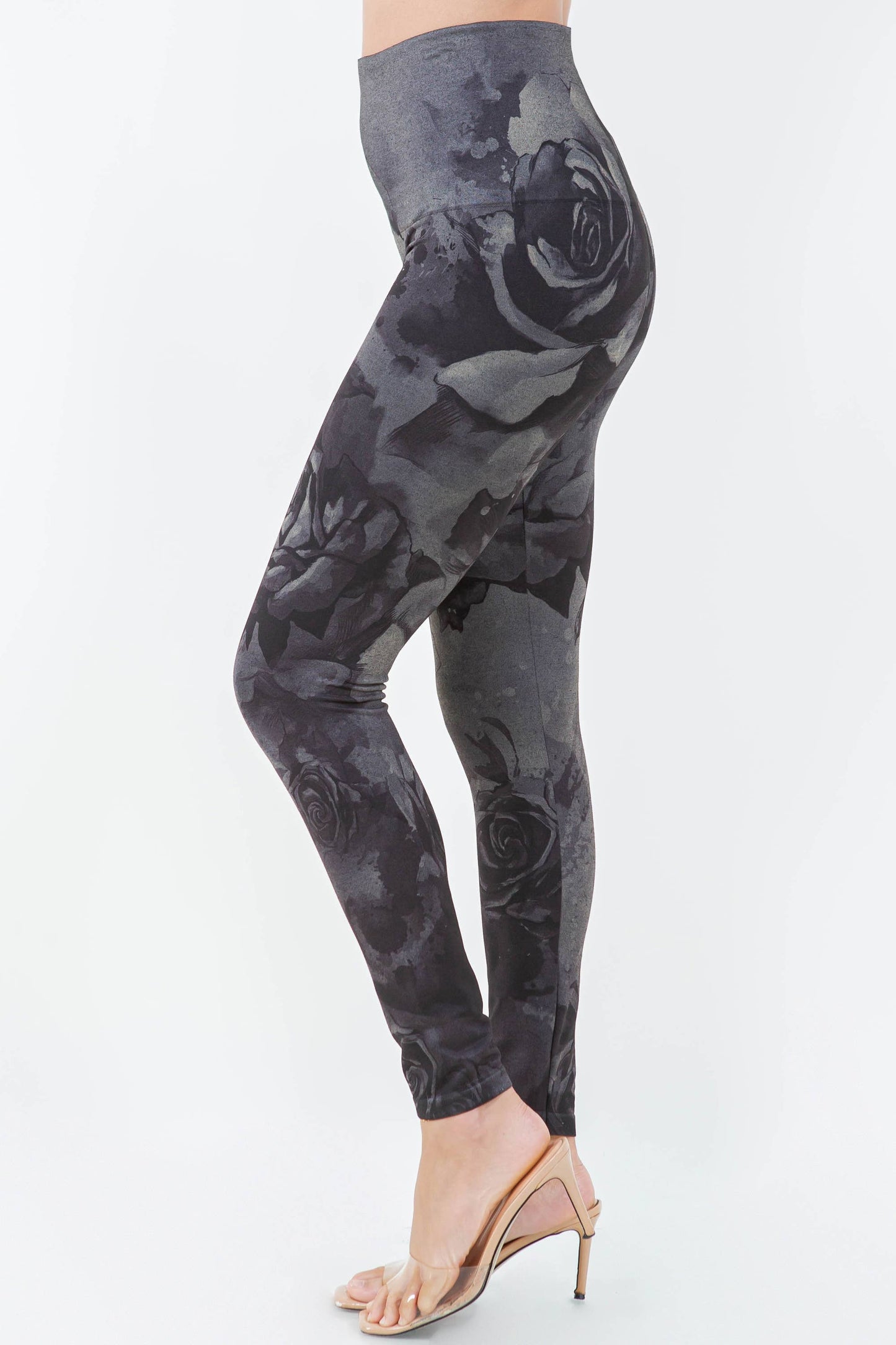 LEGGINGS, CROPPED - ROSE NOIR GRAPHICS PRINT