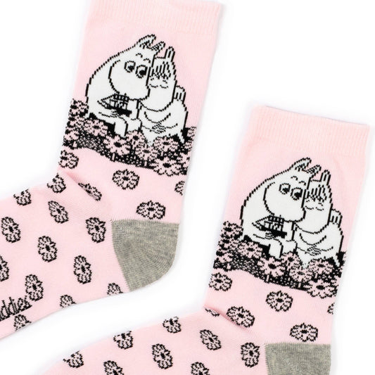 MOOMIN WOMEN'S SOCKS, LOVE -  PINK/GREY