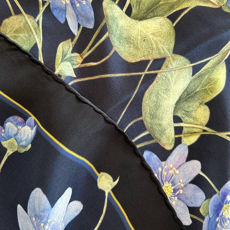 SCARF, SILK - BLUE ANEMONE