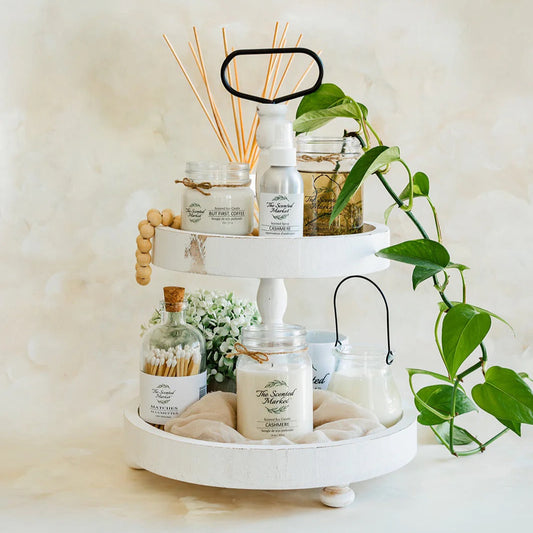 2-TIER DECORATIVE TRAY - WHITE