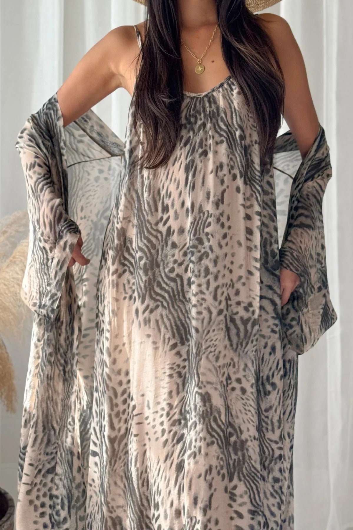 DRESS SILK-VISCOSE, ALYSSA - SOFT LEO PRINT