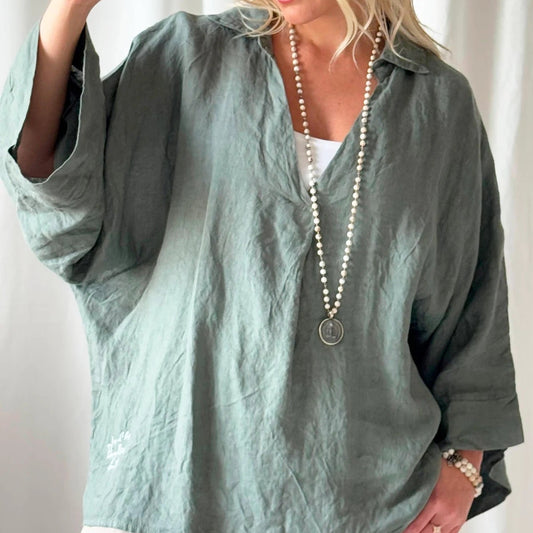 SHIRT LINEN, ARAGON - CAMO