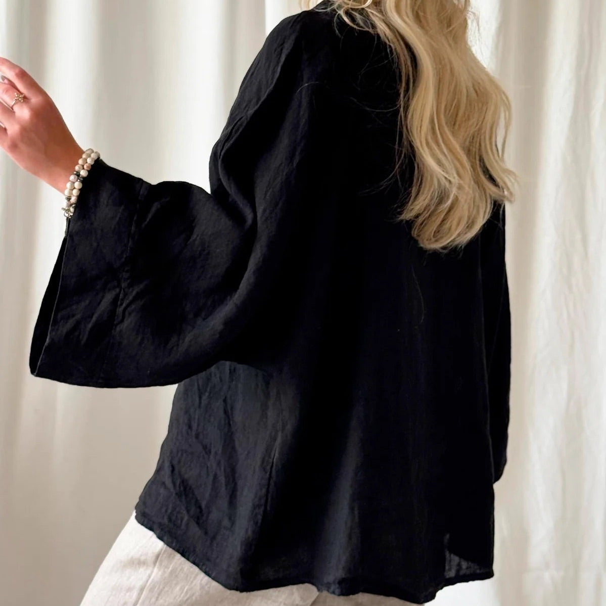 SHIRT LINEN, ARAGON - BLACK