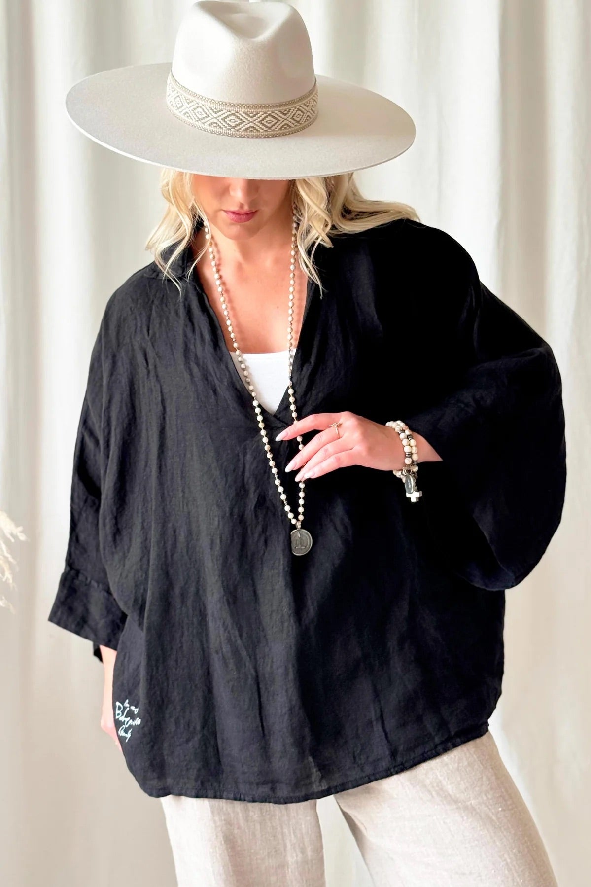 SHIRT LINEN, ARAGON - BLACK