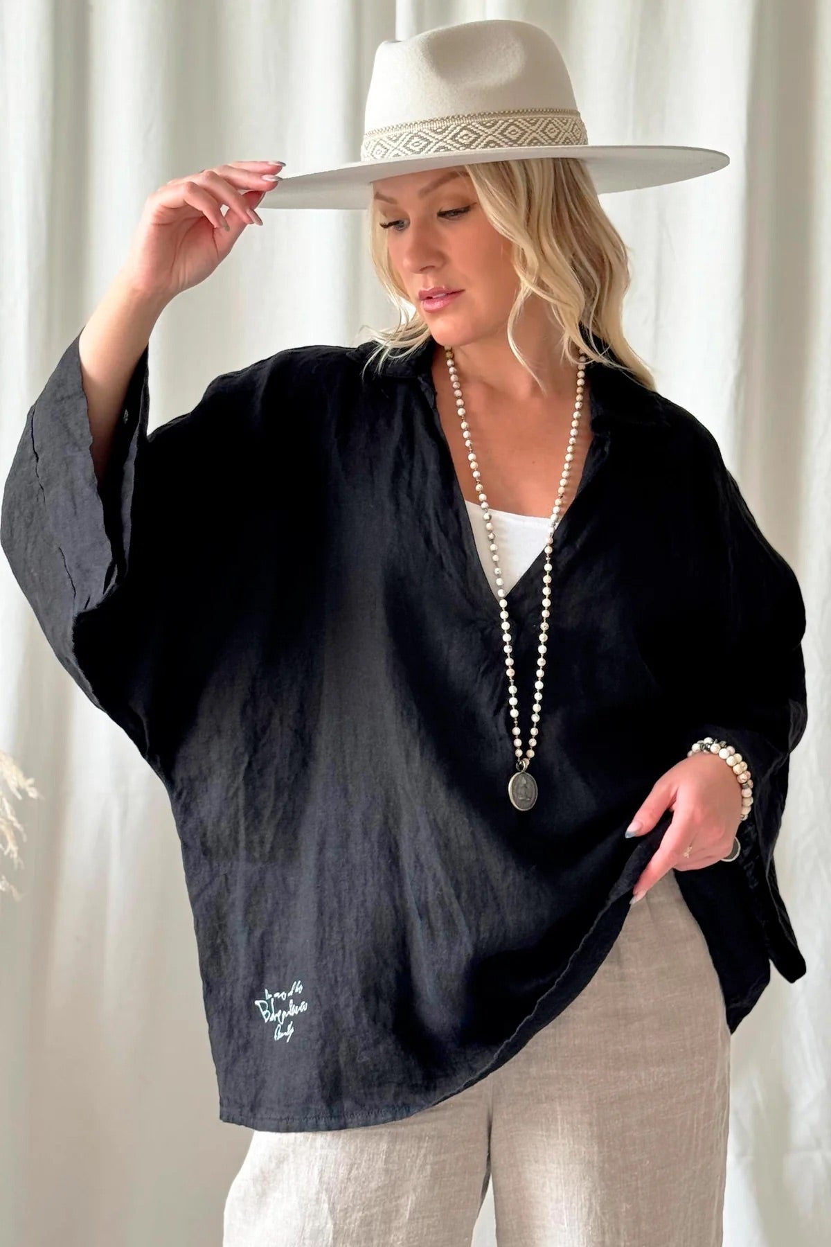 SHIRT LINEN, ARAGON - BLACK