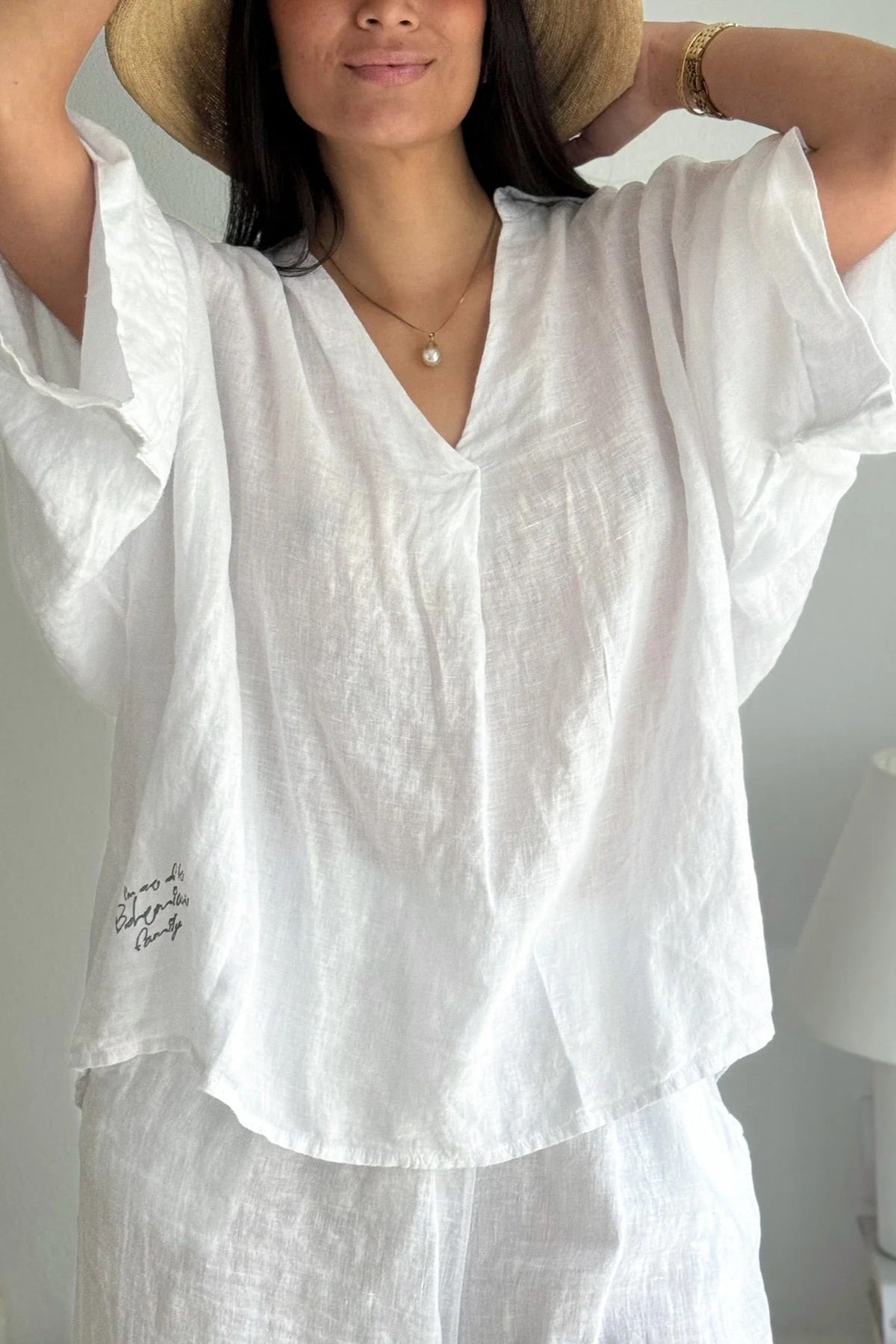 SHIRT LINEN, ARAGON - WHITE