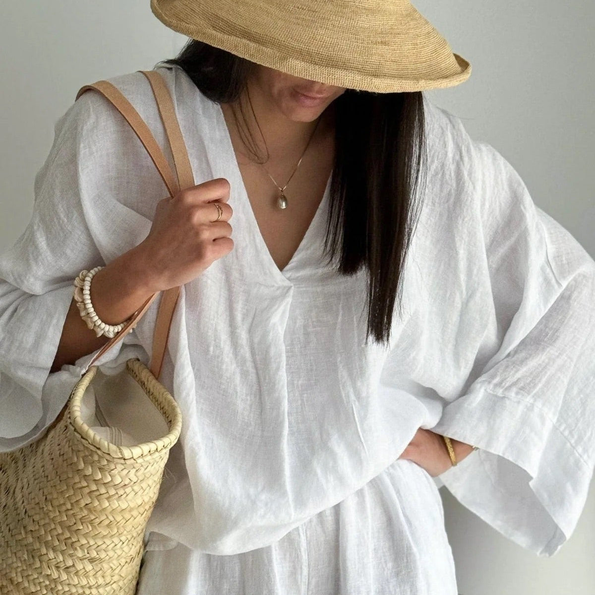 SHIRT LINEN, ARAGON - WHITE