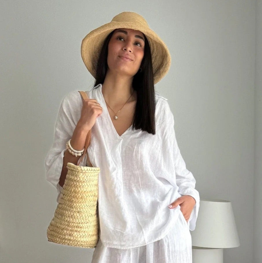 SHIRT LINEN, ARAGON - WHITE