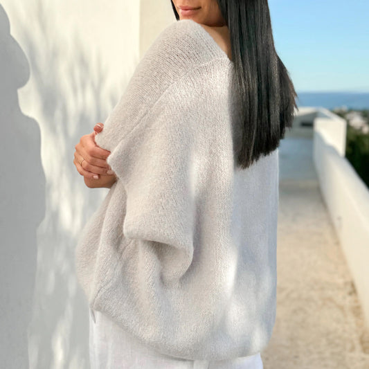 VEST ALBA, KNITTED - PEARL GREY