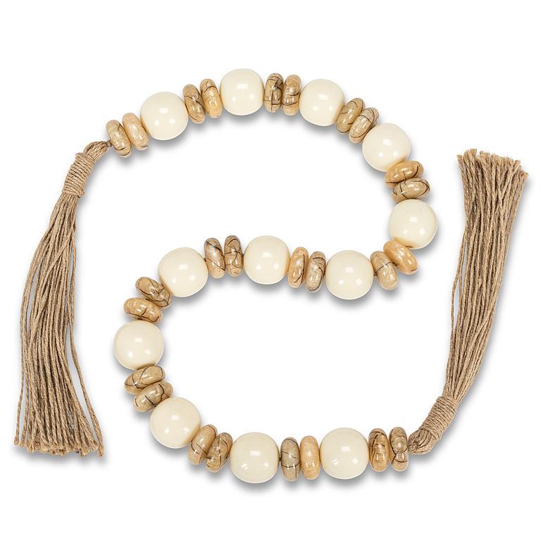 BEAD GARLAND, BALL&DISC - WHITE/AMBER