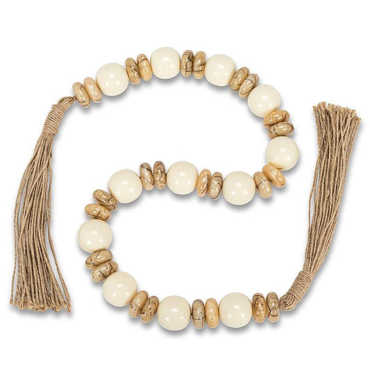 BEAD GARLAND, BALL&DISC - WHITE/AMBER